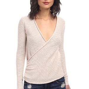 Free People Gotham surplice wrap long sleeve shirt size XS